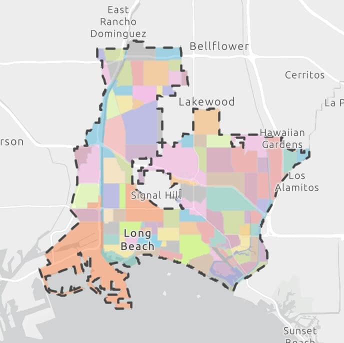 Long Beach Neighborhoods Map image